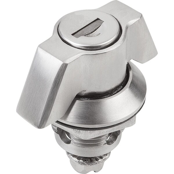 Quarter-Turn Lock, Single-Key System, H=18, Stainless Steel Bright